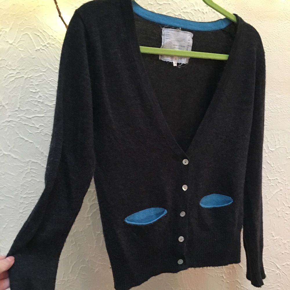 ❌DONATED❌ Anthropologie Grey and blue cardigan!